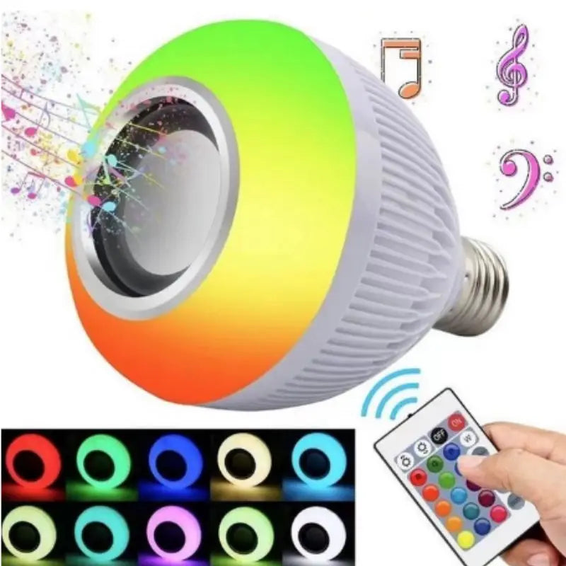 Lâmpada LED Colorida Musical com Bluetooth Wireless - 12W Bivolt com Controle (E27)