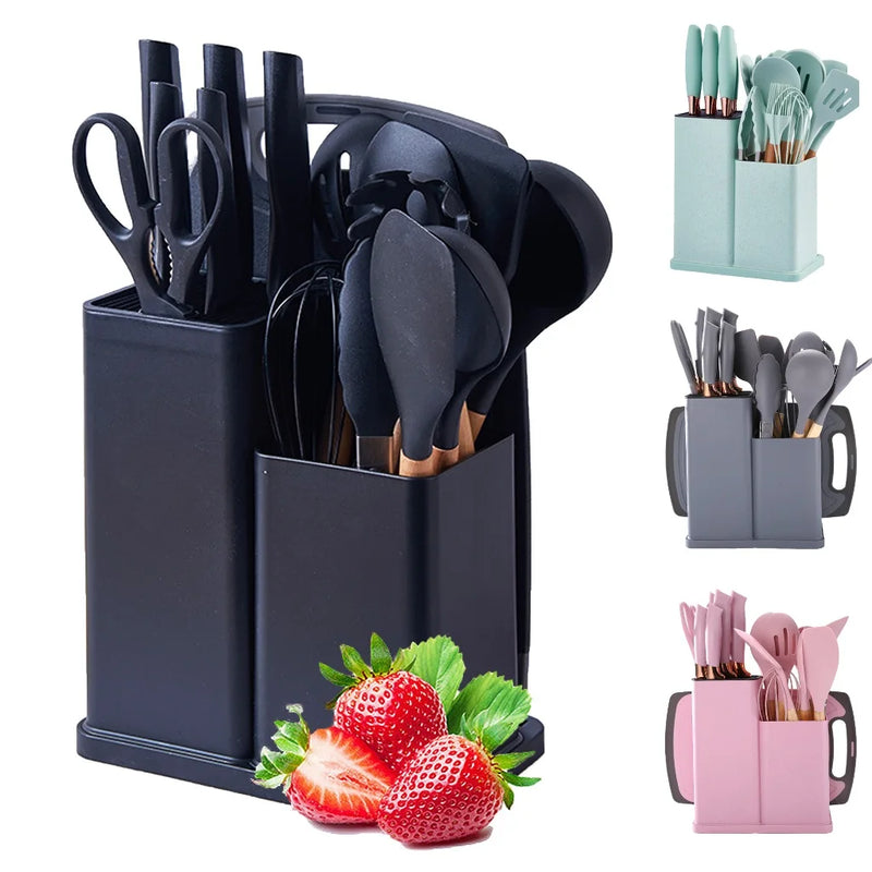 Kit Completo de Utensílios de Cozinha com 19 Peças – Conjunto Essencial para Todos os Chefs