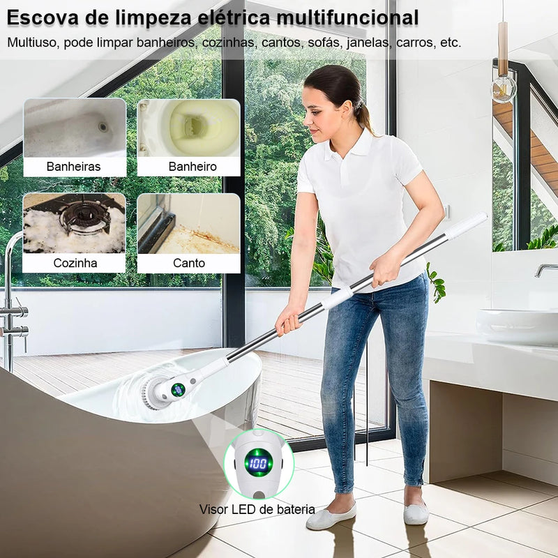 Escova Elétrica 8 em 1 Multifuncional – Limpeza Eficiente para Toda a Casa