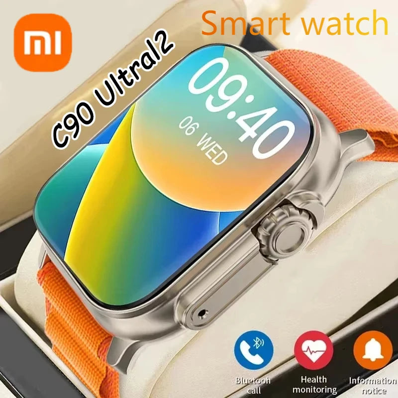 XIAOMI-C90 Ultral2 Smart Watch para homens e mulheres, Smartwatch NFC à prova d'água, GPS Track, Bluetooth Call, BT, Jogos de música, carregamento sem fio, novo