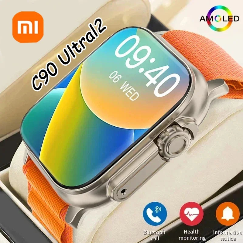 XIAOMI-C90 Ultral2 Smart Watch para homens e mulheres, Smartwatch NFC à prova d'água, GPS Track, Bluetooth Call, BT, Jogos de música, carregamento sem fio, novo