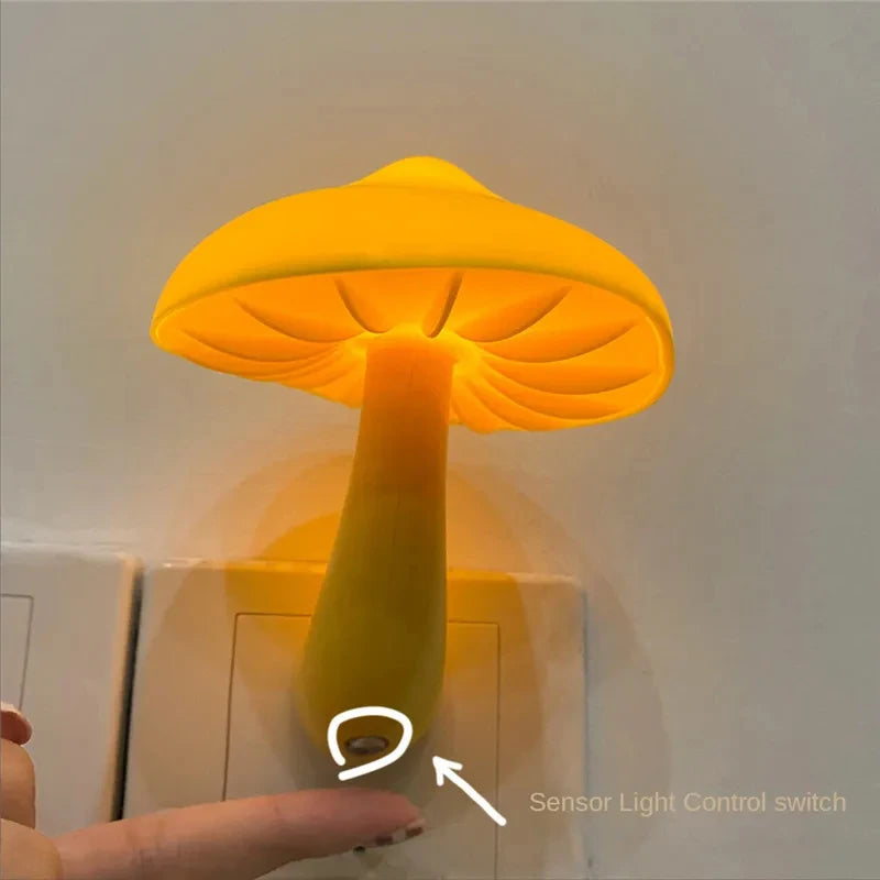 Quarto led night light cogumelo parede sensor automático lâmpada branco quente sensor de controle de luz quarto luz decoração para casa