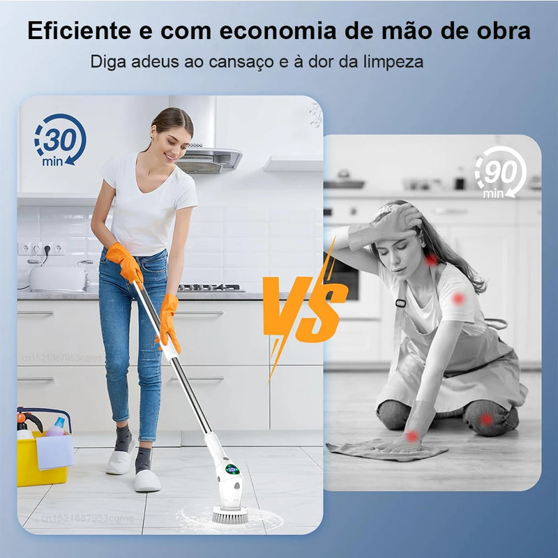 Escova Elétrica 8 em 1 Multifuncional – Limpeza Eficiente para Toda a Casa